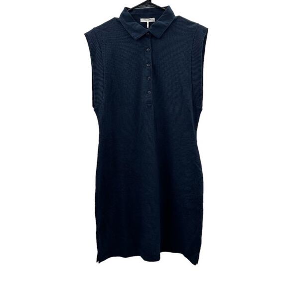 Rag & Bone Mckenna Polo Navy Blue Sleeveless Mini Dress Size L - Picture 2 of 9